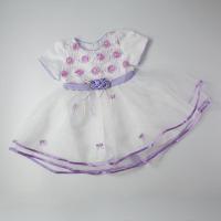 春秋女童花童周岁礼服裙子儿童生日满月洋气软纱公主裙婴儿连衣裙 紫色花边2031 3M适合0-3个月小宝贝