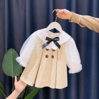 女宝宝连衣裙春秋洋气儿童裙子ins超仙学生泡泡袖生日礼服公主裙 山海情卡其 [尺码看详情] 66 [适合59-66cm]