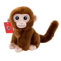 正版仿真猴子公仔毛绒玩具可爱大眼猴玩偶金丝猴布娃娃儿童礼物 棕色大眼猴(高20CM) 仿真猴子(尾巴软丝,可做造型)