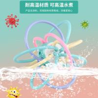 婴儿玩具宝宝0-6-12个月可水煮手摇铃新生幼儿男女孩益智可咬牙胶 [水煮马卡龙牙胶曼哈顿球]