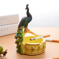 创意个性家用男烟灰缸多功能时尚潮流大号女烟缸情人节圣诞节礼物 孔雀