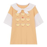 魔卡少女樱联名别致娃娃领拼接T恤小可JK森女部落萌趣T恤夏季宽松 黄色[关注店铺优先发货] XS