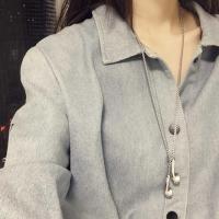 韩版嘻哈吊坠耳机项链情侣百搭学生男士冷淡风项链ins超火毛衣链 双耳机款