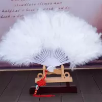 羽毛扇旗袍走秀舞蹈羽毛扇子加绒全毛加厚款渐变羽毛扇演出道具 白色 21片羽毛扇子