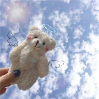 草莓熊包包挂件ins可爱毛绒公仔娃娃挂饰钥匙扣学生衣服书包装饰 腮红熊挂件