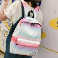 书包女韩版高中渐变色明星同款双肩包牛津布帆布星球星空小清新 蓝色1 单包[无礼品]