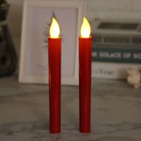 厂家直销led电子蜡烛仿真长杆蜡烛寺庙佛堂供佛灯佛前灯婚庆装饰 红色(一对) 不带底座