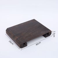 实木简约矮凳创意脚踏板换鞋凳搁脚架踏板增高脚踏垫沙发脚垫 桐木炭烧深色 实木