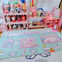 史莱姆桌垫 巧巧同款可爱皮革少女学生书桌耐脏防水防油桌垫餐垫 蓝色企鹅桌垫