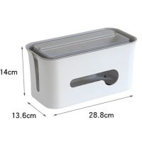 电源线排插集线盒数据线收纳盒路由器机顶盒整理塑料理线盒防触电 【翻盖款】白色（可收纳数据线）