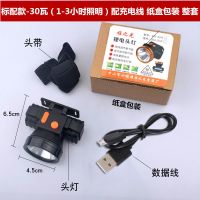 头灯可感应USB充电远射LED防水强光头戴式手电筒矿灯夜钓灯钓鱼灯 小号标配款30瓦-配充电线 纸盒包装 雅格诺店铺