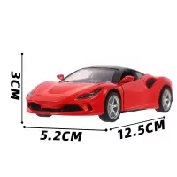 法拉利宾利合金车超跑模型1:36回力儿童玩具男孩汽车摆件礼物 法拉利f8跑车红色 裸车