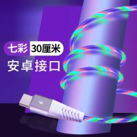 一拖三流光数据线适用type-c安卓苹果三合一跑马灯充电线车载快充 充电宝专用0.3米[安卓单线]七彩