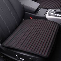 荞麦壳亚麻汽车坐垫小三件单片小垫四季通用无靠背免捆绑汽车坐垫 黑色 前排单片【1片】