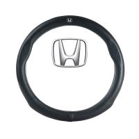 本田专用方向盘套雅阁CRV飞度冠道奥德赛思域缤智皓影XRV碳纤把套 [全皮款] 本田不加车标款
