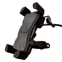 摩托车手机导航支架手机电动车用手机架电瓶车踏板防震外卖充电器 车把款黑色可充电[送数据线] 摩托车电瓶[12-24V]电