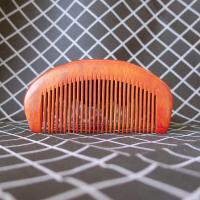 檀木梳子女家用防静电防脱发木头梳子男宽齿卷发古风梳子木梳桃木 12.5cm花梨木半月