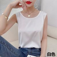 高档桑蚕丝短袖t恤女真丝拼接棉半袖韩版宽松女装上衣21夏季新款 白色 S [90-100斤]