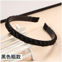 新款假发发箍韩版简约成人可爱头饰发卡发饰宽边麻花辫子发圈发夹 选择送自然黑色 自然黑色