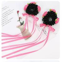 新款儿童中国风可爱仙小女孩漂亮公主宝宝发夹发圈假发装饰打扮 彩带玫色一对