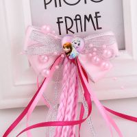 冰雪公主头花儿童头饰发夹假发辫子女童马尾夹飘带小女孩发卡头花 粉色