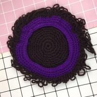 [儿童帽子 毛线帽]毛线帽6个月-4岁儿童假发帽子男女宝宝秋冬帽 紫色 6个月-4岁