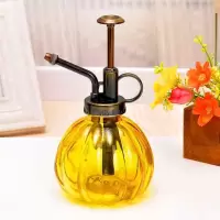 新款彩色南瓜复古园艺浇花器复古玻璃喷壶洒水花壶瓶壶浇水壶浇花 黄色7725