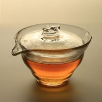 三才盖碗茶杯防烫泡茶碗套装大号容量日式耐高温玻璃功夫茶具高档 透明磨砂盖碗微瑕1个