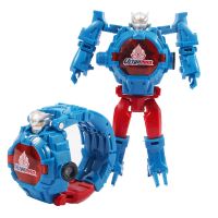 儿童变形手表金刚小孩玩具男女孩卡通投影奥特机器人曼学生电子表 新款蓝色奥特[时间+投影+翻盖]