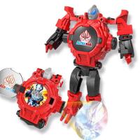 奥特曼投影手表玩具儿童卡通变形机器人发光玩具钢铁蜘蛛侠电子表 奥特曼[投影+时间+变形] 标配[自带4电池]