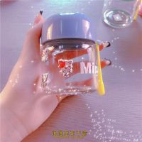 玻璃水杯女带吸管便捷ins简约可爱大容量防烫咖啡奶茶双饮杯子 高硼硅玻璃 格里蓝[150ML] 单杯[加厚高硼硅玻璃防摔