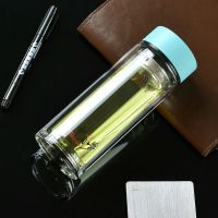 超厚双层玻璃杯女士玻璃水杯女双层泡花茶杯玻璃杯子双层可爱女 老款280毫升颜色随机发