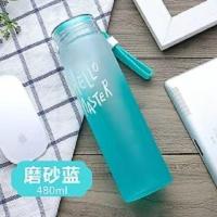 渐变色星空磨砂水杯玻璃杯韩式清新学生杯子男女士潮流便携水杯 字母磨砂蓝