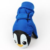 冬天儿童手套男加绒加厚保暖防水卡通学生女防风户外玩雪防滑可爱 SDY大头鹅蓝色 5-12岁