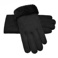 真皮手套女冬季加厚防寒保暖羊毛手套骑车防风男士羊皮毛一体手套 黑色 磨砂面 整皮 男款 均码