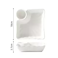 日式手绘可爱饺子盘陶瓷家用带醋碟分格碟子水饺盘子托盘餐具菜盘 纯白