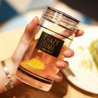 韩版ins女学生水杯随手杯男茶杯子可爱情侣小清新便携简约玻璃杯 黑色 单个杯子(不送东西)