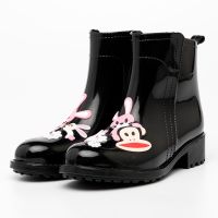 大嘴猴时尚雨鞋女式手绘风防水雨靴胶鞋套鞋低帮雨鞋1009 大嘴猴黑色 39