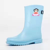 PaulFrank大嘴猴雨鞋女士中筒时尚彩色搭扣雨靴防水胶鞋套鞋 1004 天蓝 36