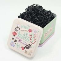 铁盒装约700只橡皮圈盘头黑色发圈马尾绳彩色扎头发一次性橡皮筋 黑色1盒