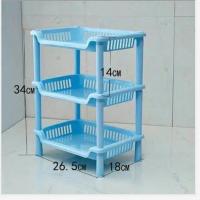 迷几收纳装菜的蔬菜筐东西塑料置物架放空间架子家用省厨房多层落 三层四方蓝色