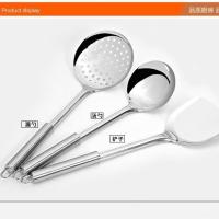 拜格不锈钢锅铲勺子套装厨具全套家用勺炒菜铲子厨房漏勺汤勺铲勺 不銹钢铲勺漏勺 三件套