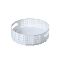 多功能旋转置物架厨房调味品收纳盘家庭置物用品台面化妆品收纳盘 十字型(象牙白) 小号(尺寸宽22.5 高6.5CM)