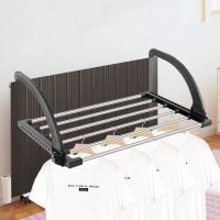 免打孔窗台晾衣架晒鞋窗外阳台挂晾鞋架置物架挂架折叠晒衣架神器 灰色圆管41*32厘米