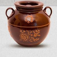陶瓷油罐厨房用品家用油坛土陶油壶耐高温装猪油罐子加厚带盖土罐 水容量 4斤