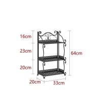 浴室置物架落地式厨房用品多层收纳架书架子简易储物架子 黑色 三层置物架