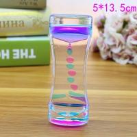 意大利维苏威火山悬浮油滴沙漏计时器创意液体火山喷发卡通摆件 小双色蓝粉