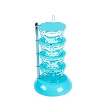 旋转调味盒多功能多格家用厨房调料置物架新款防潮防湿调料收纳盒 蓝色[底座带吸盘] 4层[送四个小勺子]