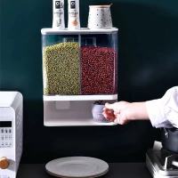 植酷五谷杂粮收纳盒分格装米桶家用20斤防虫防潮多功能厨房储 特大号3300ml[送计量杯]