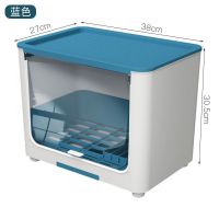 消毒碗柜家用小型新款厨房农村多功能放碗沥水碗架放碗筷收纳架子 蓝色:单层简易款